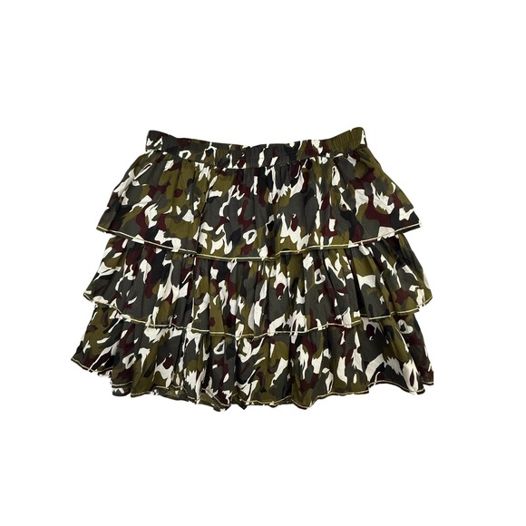 Lane Bryant Dresses & Skirts - Lane Bryant Skirt Womens 14/16 Green Camo Tiered Ruffle Metallic Trim Cotton NWT